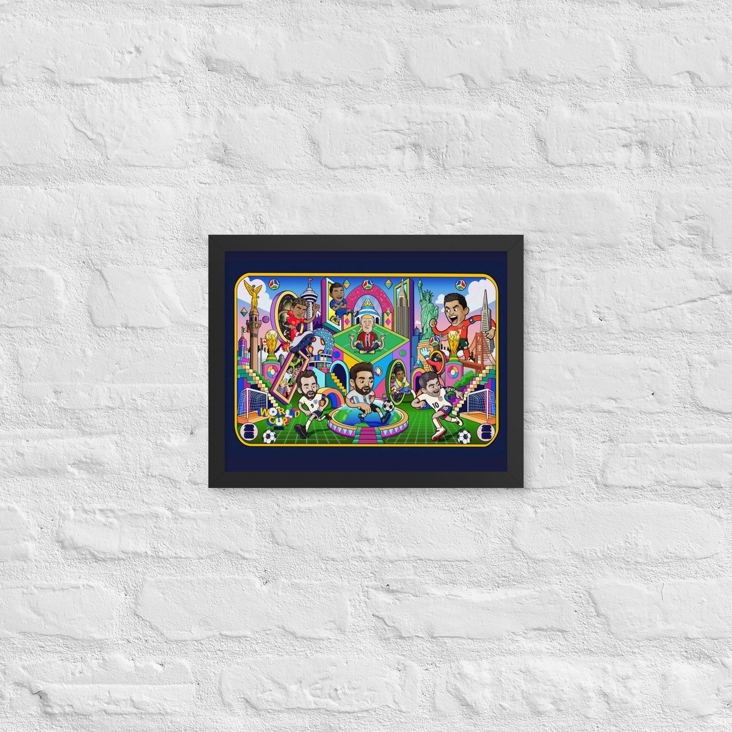Illustrated football art print for a kids soccer bedroom or a coach's office