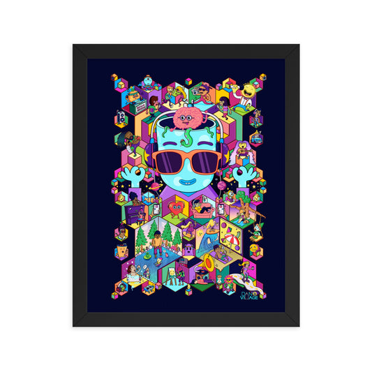 Colourful illustrated music wall art print for record collectors and vinyl lovers