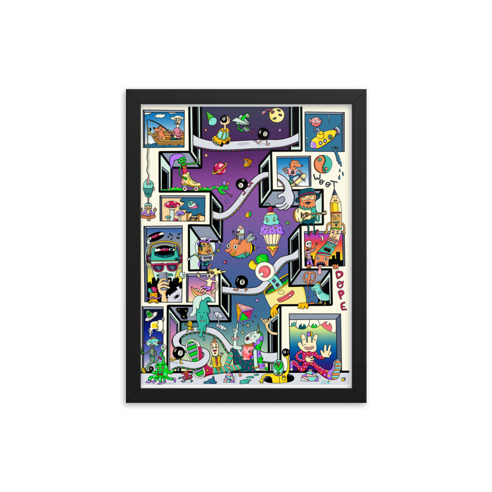 Framed illustration where every window tells a different story, by Danvillage Art Lab