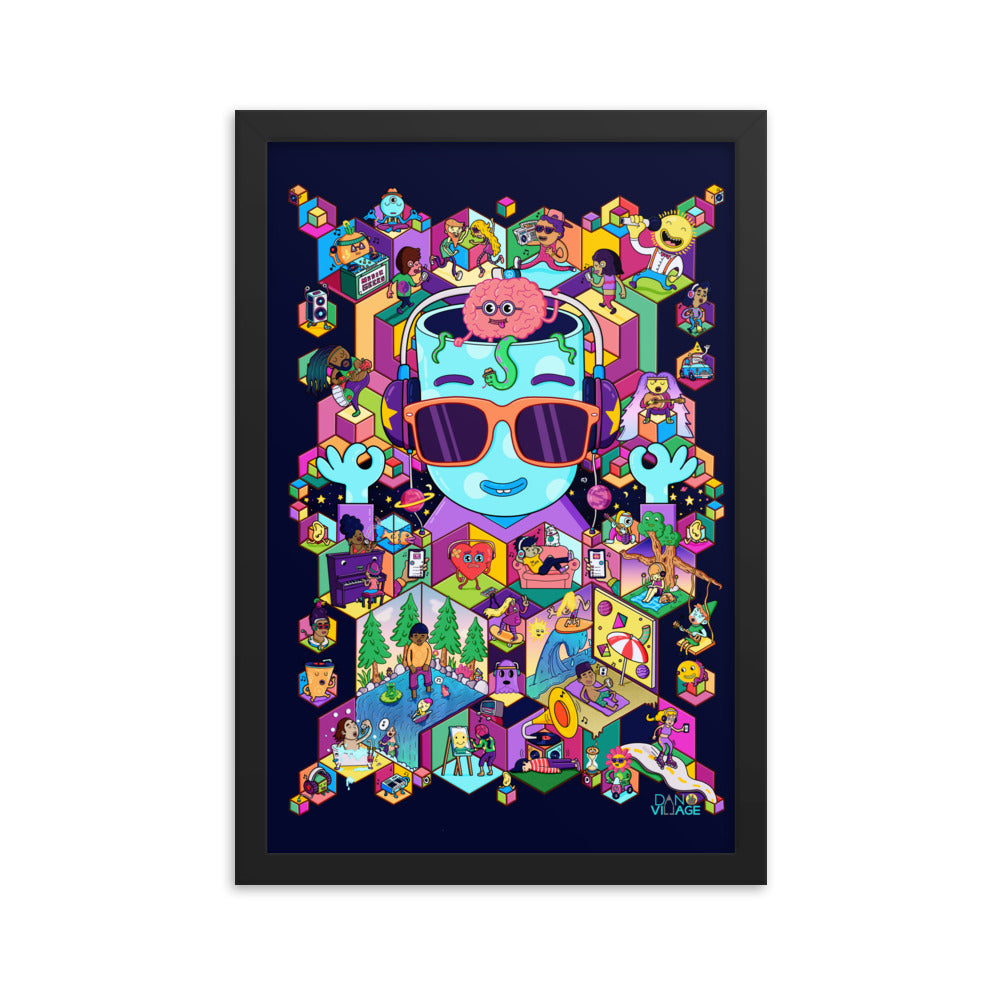 Isometric music art print for studios, practice spaces and any room with speakers