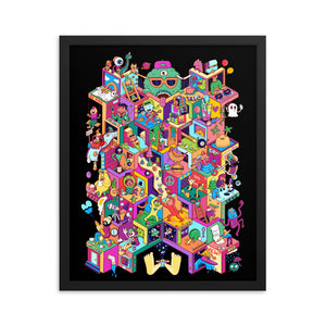 Isometric Mayhem in Danvillage Colorful unique Framed poster