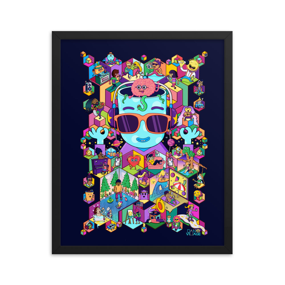 Hand-drawn music themed wall art by Santa Barbara illustrator Daniel Sulzberg