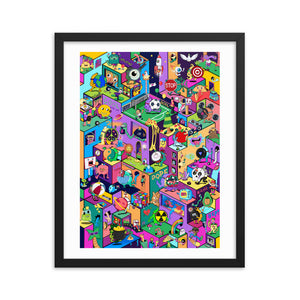 Joyful World Isometric Colorful Cool Danvillage Framed poster