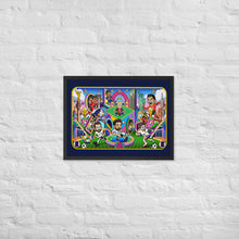 Load image into Gallery viewer, Framed 2026 World Cup Legends poster in black frame 18x24 - illustrated soccer wall art by Danvillage Art Lab