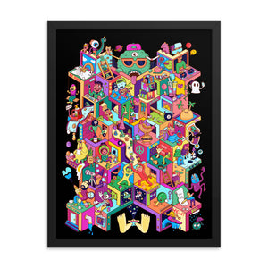 Isometric Mayhem in Danvillage Colorful unique Framed poster