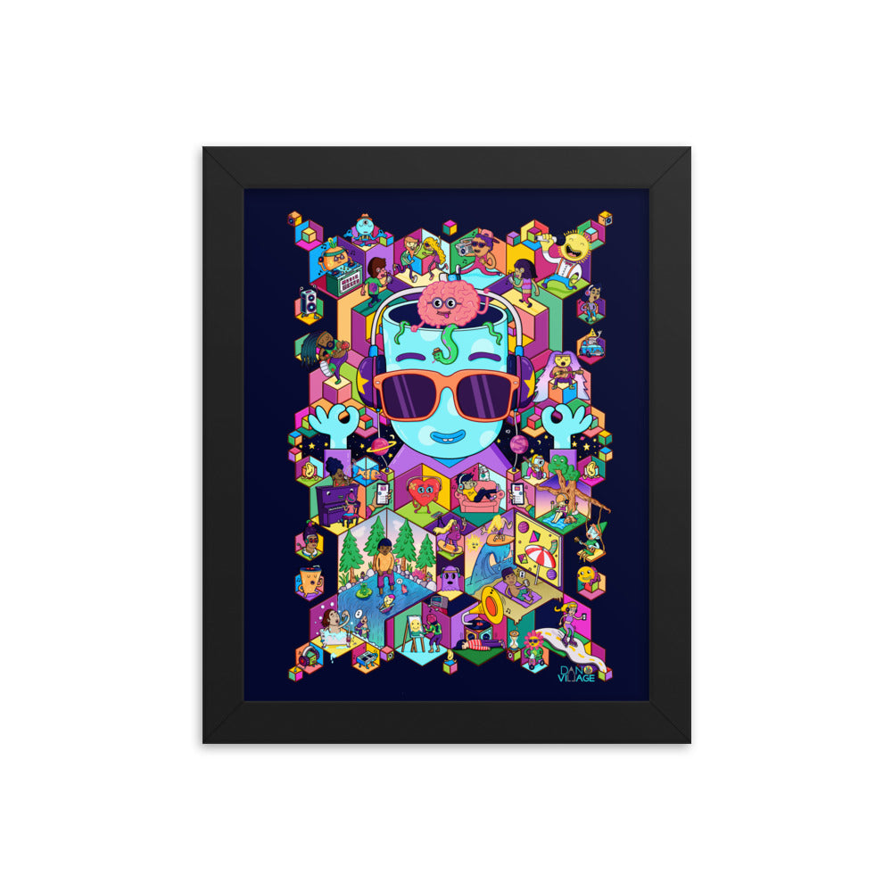 Gift for music lovers, an isometric framed art print from Danvillage Art Lab