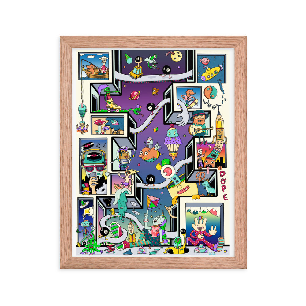 Wacky Windows illustrated art print hand-drawn in Santa Barbara by Daniel Sulzberg