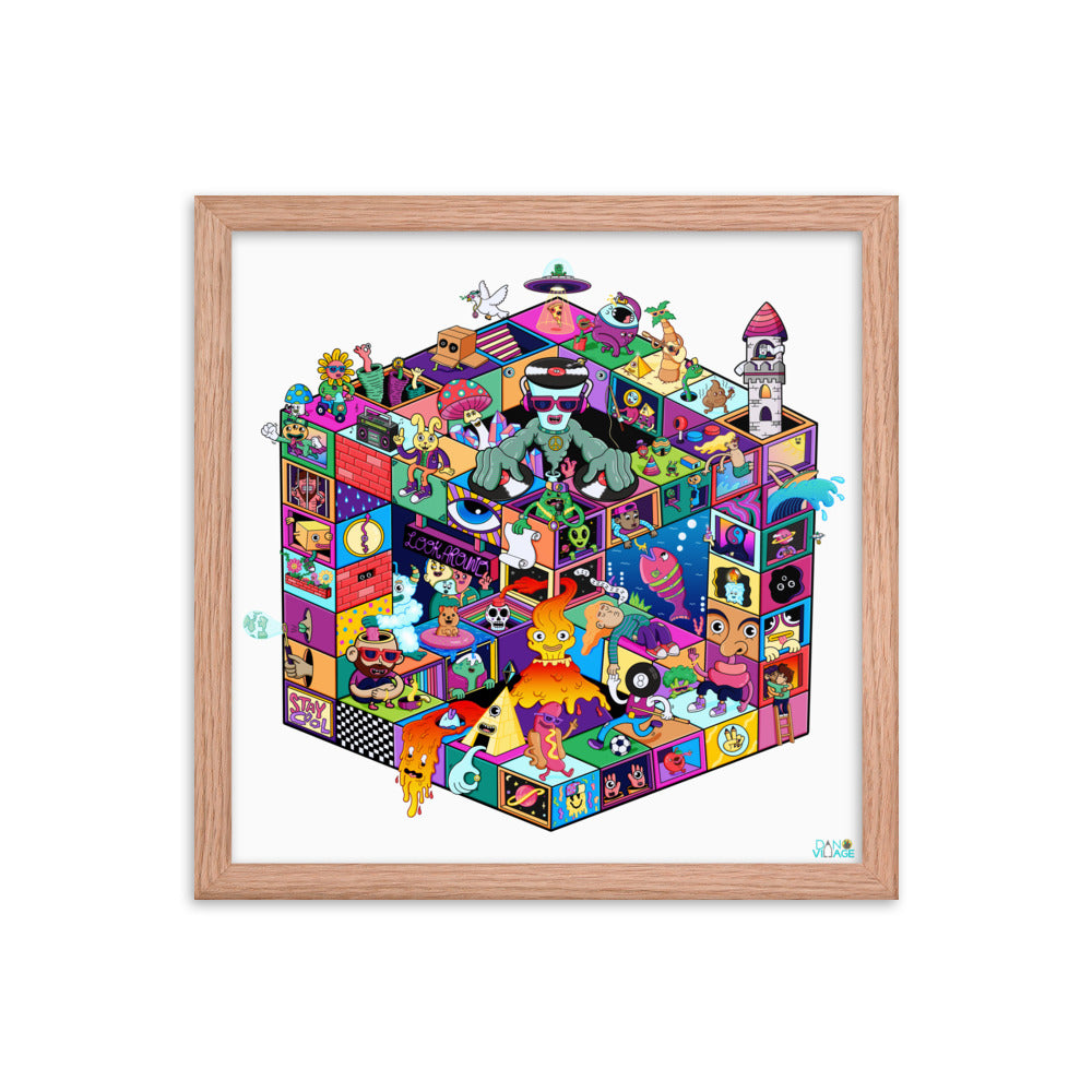 Look Around wall art print with hundreds of colours, drawn by Daniel Sulzberg
