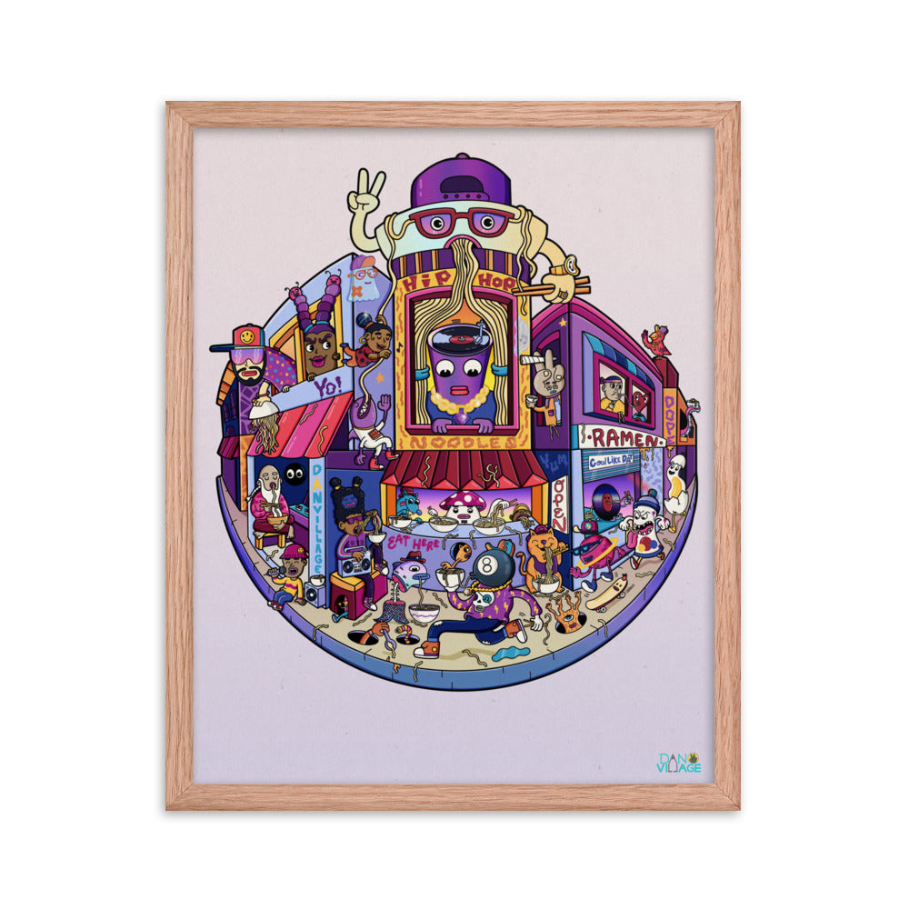 Colourful ramen shop wall art print packed with characters and hidden jokes