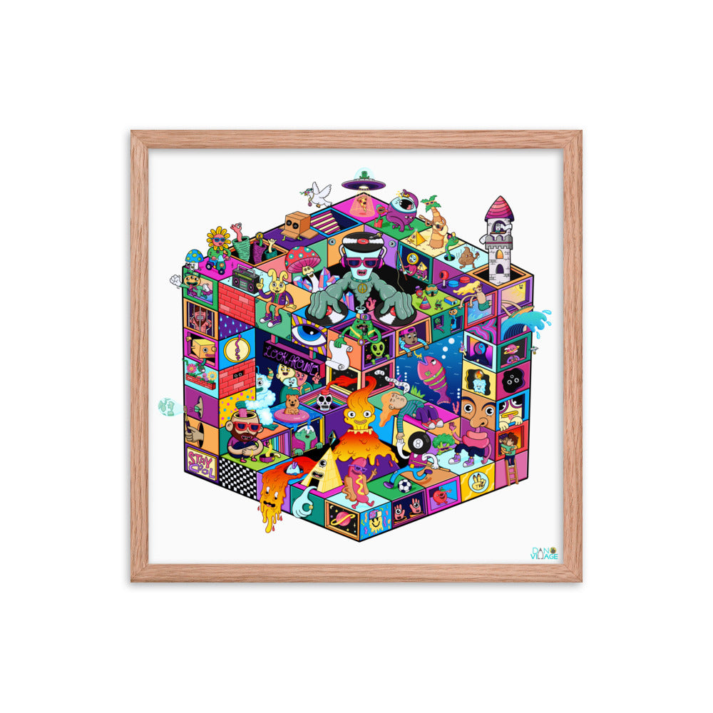 Colourful character-packed art print for art collectors and print buyers