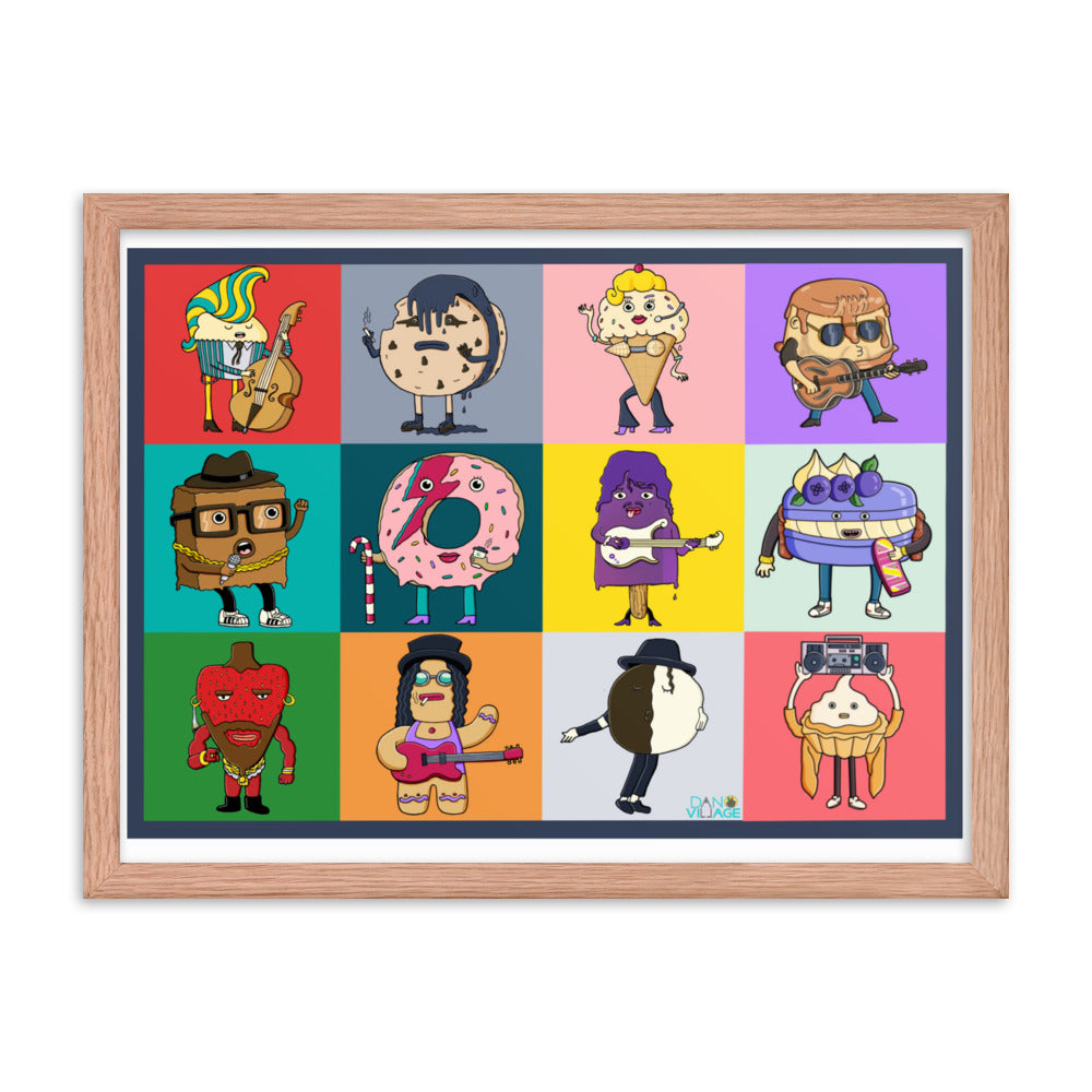 Illustrated 80s sweets and treats wall art print for kids rooms and kitchens
