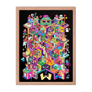 Isometric Mayhem in Danvillage Colorful unique Framed poster