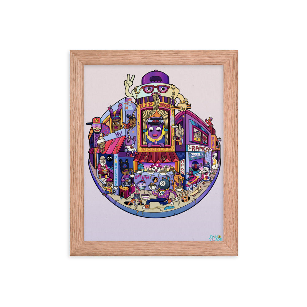 Illustrated hip hop and ramen wall art for studios, dorms and first apartments