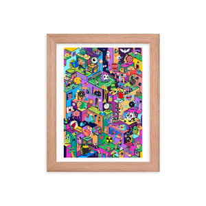 Joyful World Isometric Colorful Cool Danvillage Framed poster