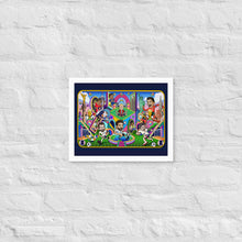 Load image into Gallery viewer, Framed 2026 World Cup Legends poster in white frame 11x14 - illustrated soccer wall art by Danvillage Art Lab