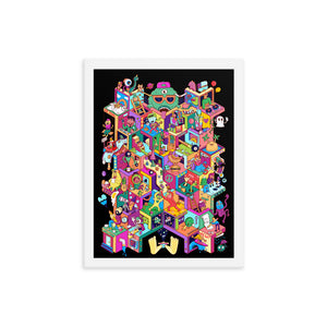 Isometric Mayhem in Danvillage Colorful unique Framed poster