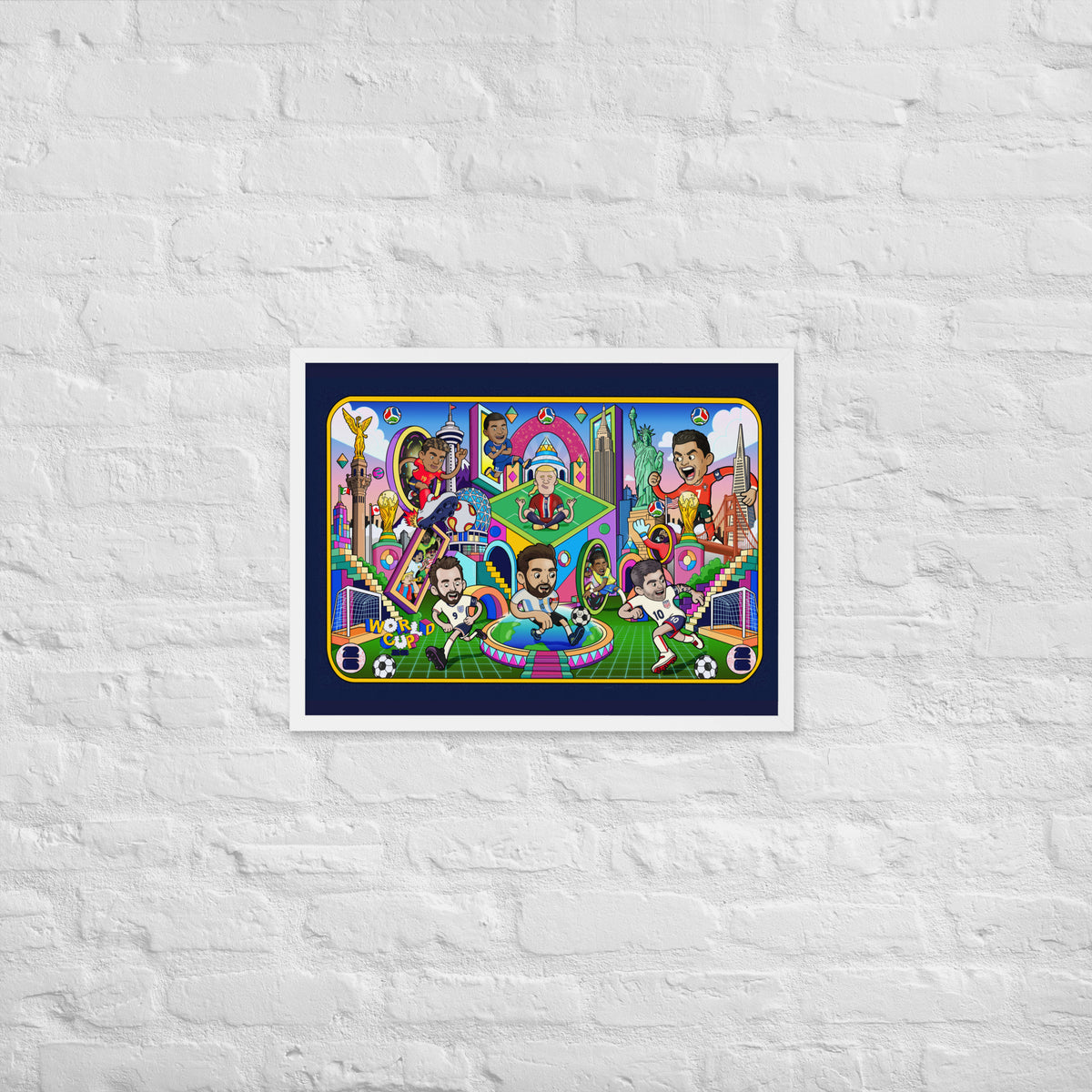 Framed illustrated soccer print packed with details you keep finding later