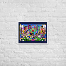 Load image into Gallery viewer, Framed 2026 World Cup Legends poster in white frame 18x24 - illustrated soccer wall art by Danvillage Art Lab