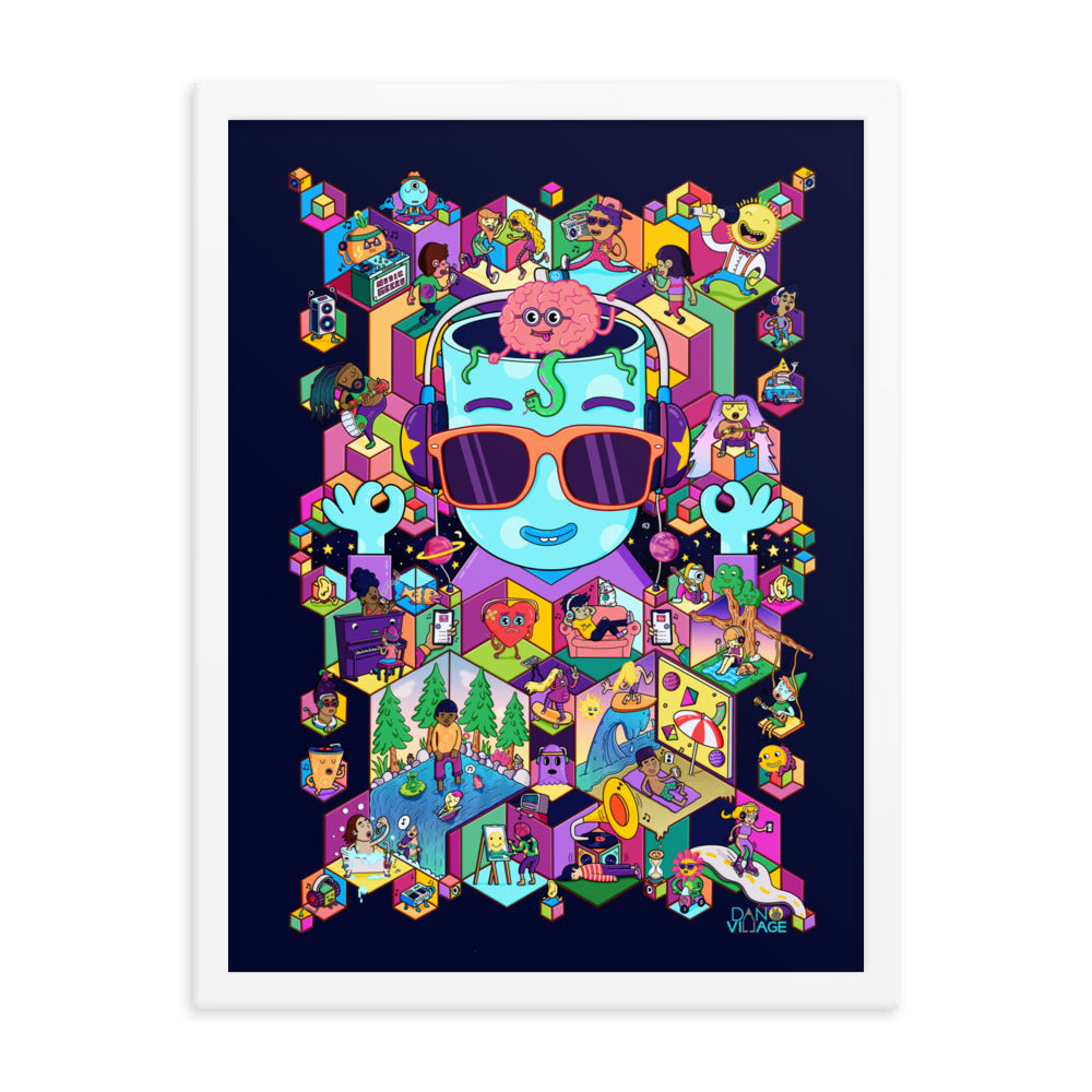 Positive music themed framed print for anyone who gets through the week on records