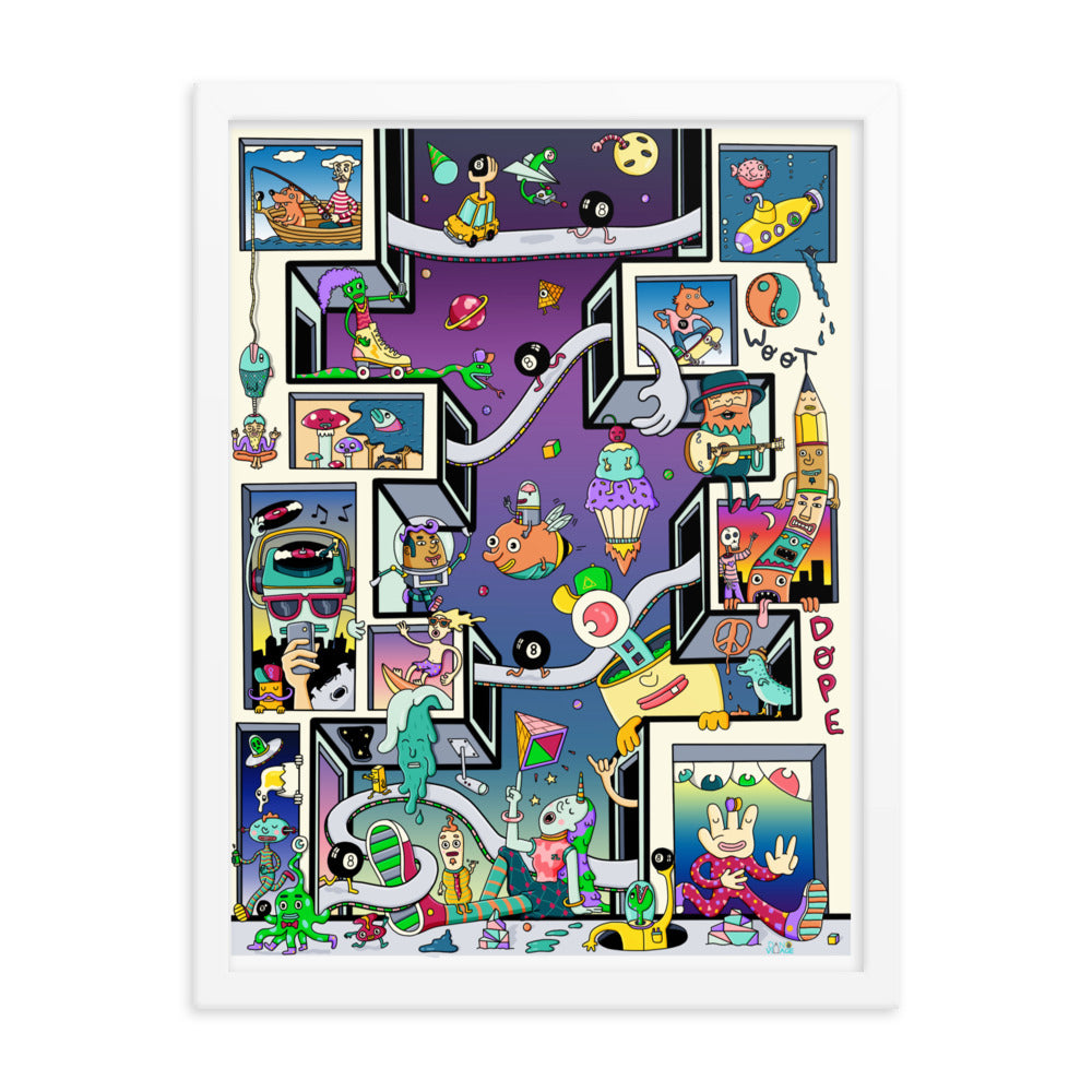 Whimsical original art print by Danvillage Art Lab for collectors of illustrated wall art