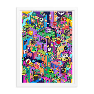 Joyful World Isometric Colorful Cool Danvillage Framed poster