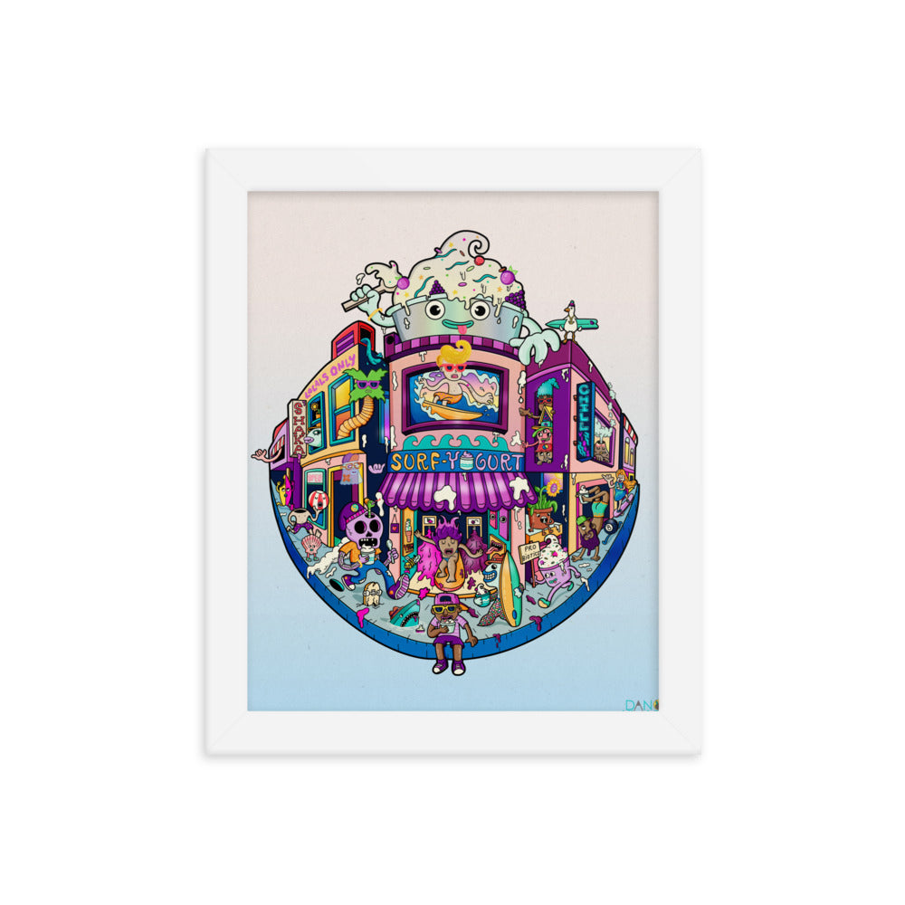 Bright illustrated beach art print for California houses, kids rooms and kitchens