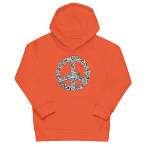 Peace Doodle illustrated cool fun rad Kids eco hoodie