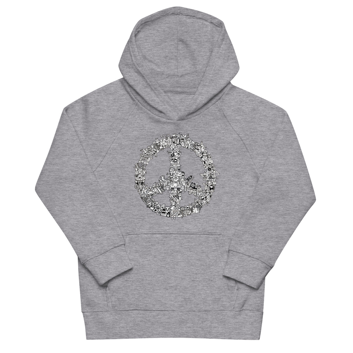Warm illustrated peace doodle sweatshirt for children by illustrator Daniel Sulzberg