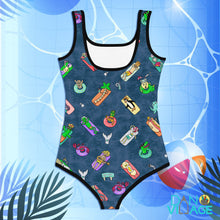 Load image into Gallery viewer, Cute Floaties Pattern Swimsuit, Toddler, Kids Swimwear Pattern, Swimsuit for Girls, Youth Swim Suit Gifts, cute Lover Gift