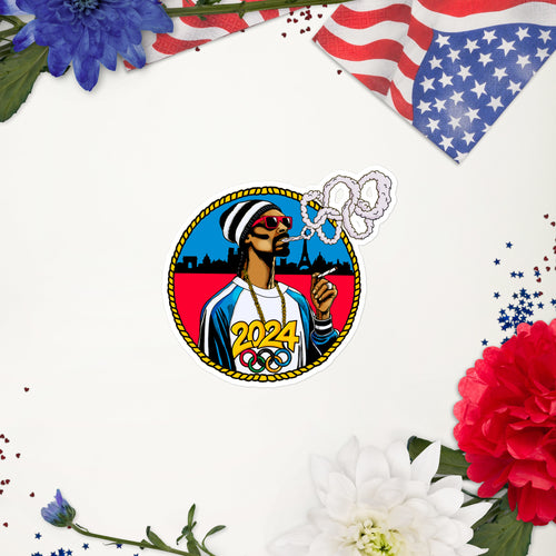 Snoop Dogg Blowing Olympic Smoke Rings Funny Humor cool 2024 Bubble-free stickers