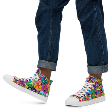 Load image into Gallery viewer, Color Mayhem colorful fun pattern Danvillage Men’s high top canvas shoes