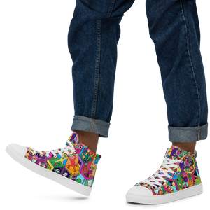Color Mayhem colorful fun pattern Danvillage Men’s high top canvas shoes