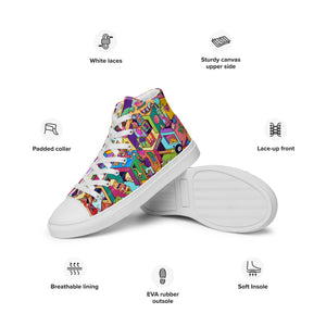 Color Mayhem colorful fun pattern Danvillage Men’s high top canvas shoes