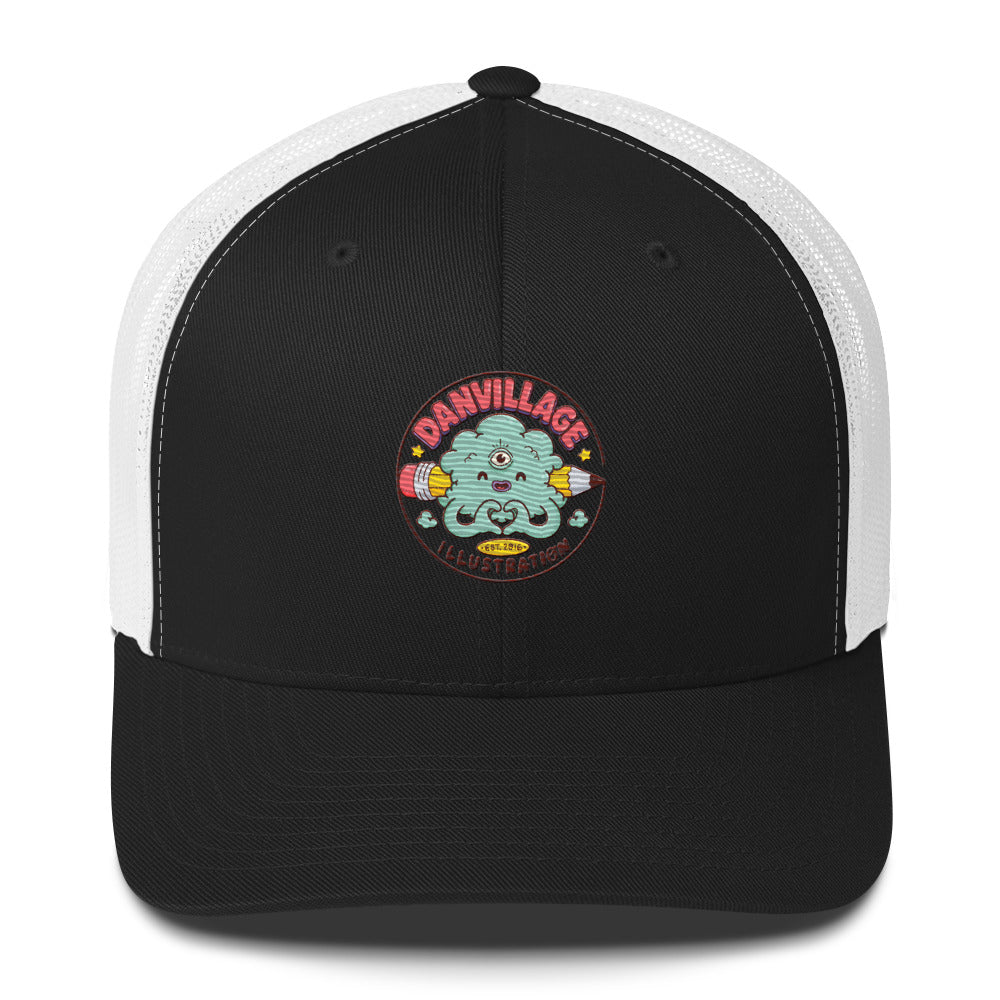 Wearable art trucker hat for illustrators, designers and creative people