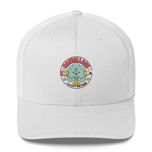 Danvillage illustration trucker hat with original artwork by Daniel Sulzberg
