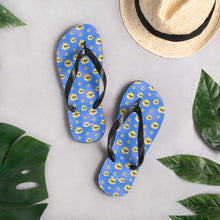 Load image into Gallery viewer, Smiley Sun Pattern Beach Summertime Happy Flip-Flops