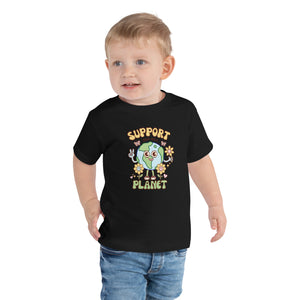 Support Your Only Planet Earth Day Cute Happy Toddler Short Sleeve Tee