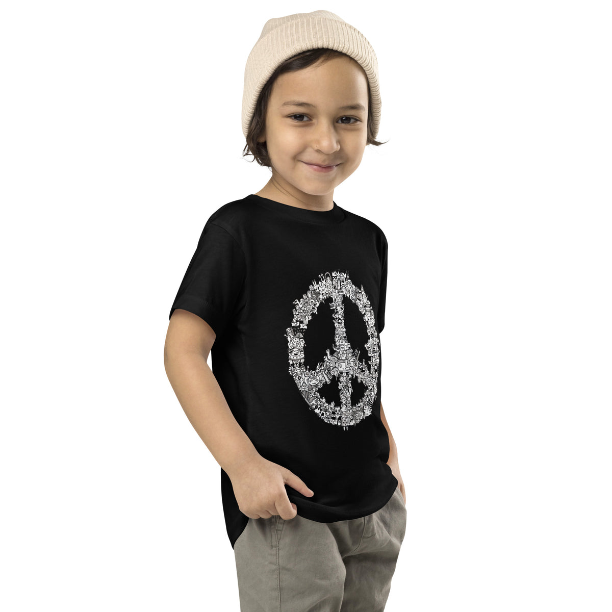 Hand-drawn peace doodle tee, a sweet gift for very small people with big opinions