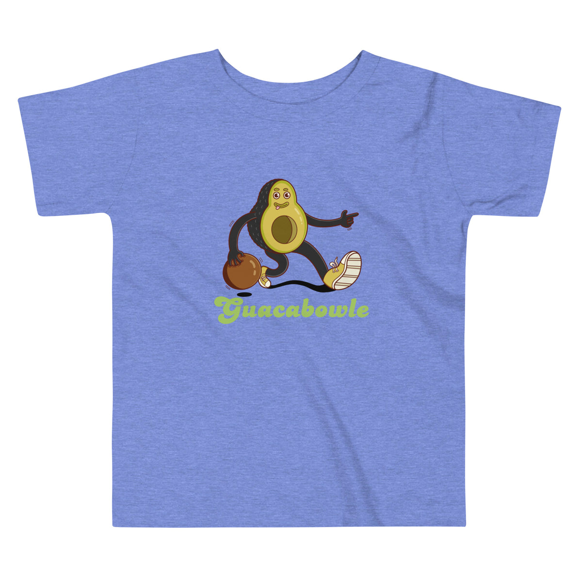Silly guacamole and bowling toddler t-shirt in friendly Danvillage colours