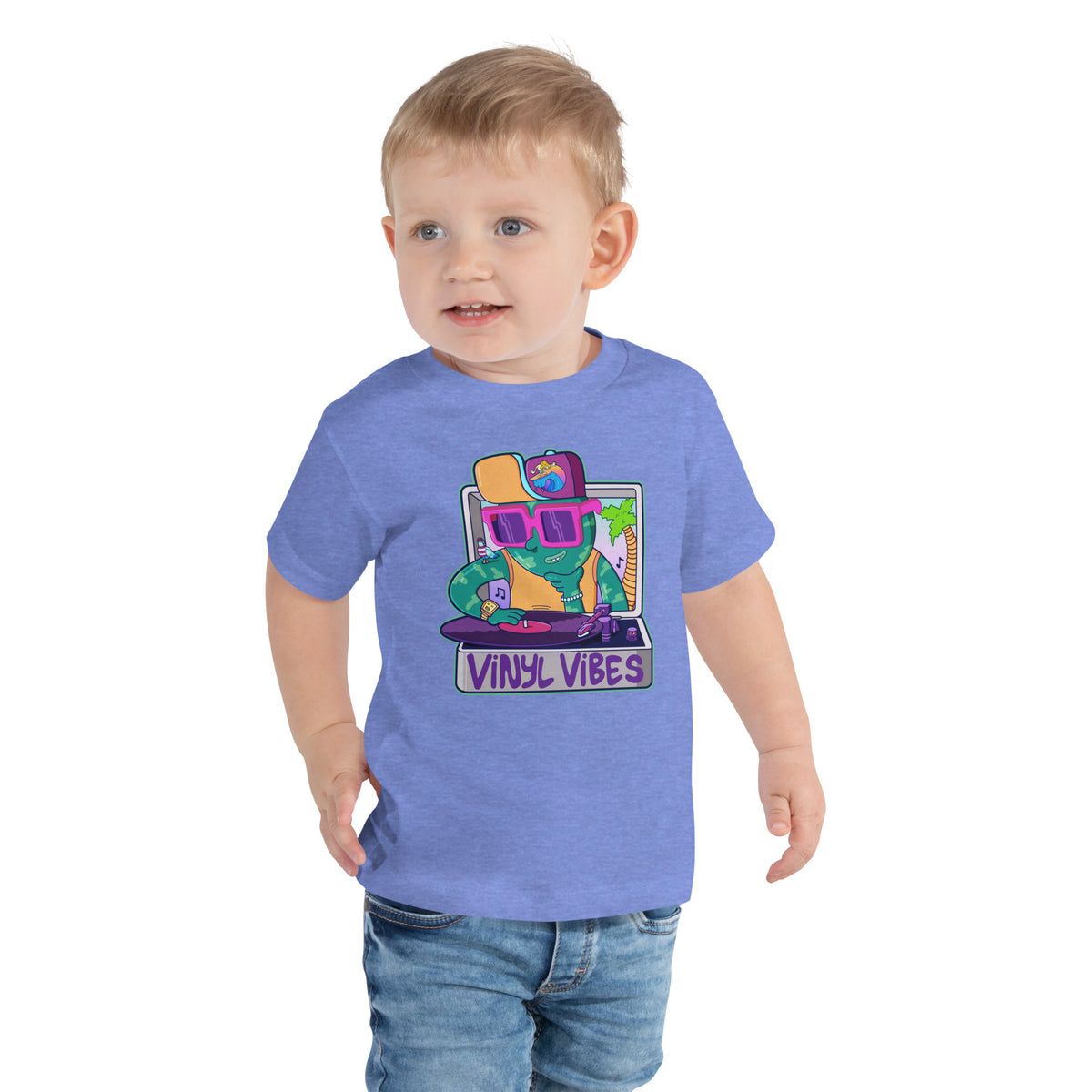 Colorful hand-drawn toddler tee for little music fans by Santa Barbara illustrator Daniel Sulzberg