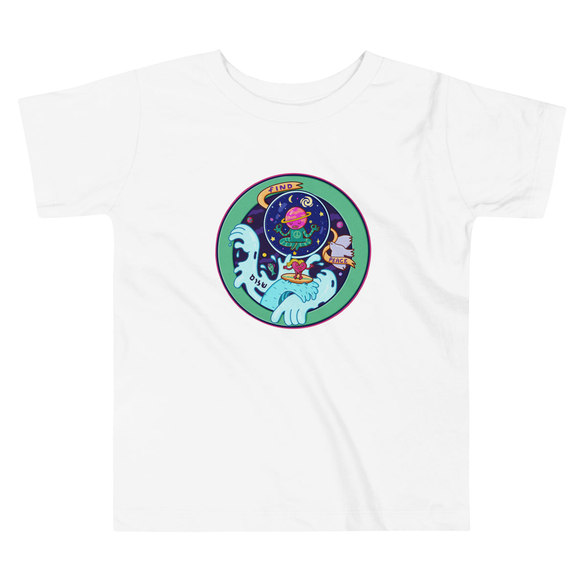 Find Peace kids t-shirt illustrated in warm Danvillage colours by Daniel Sulzberg