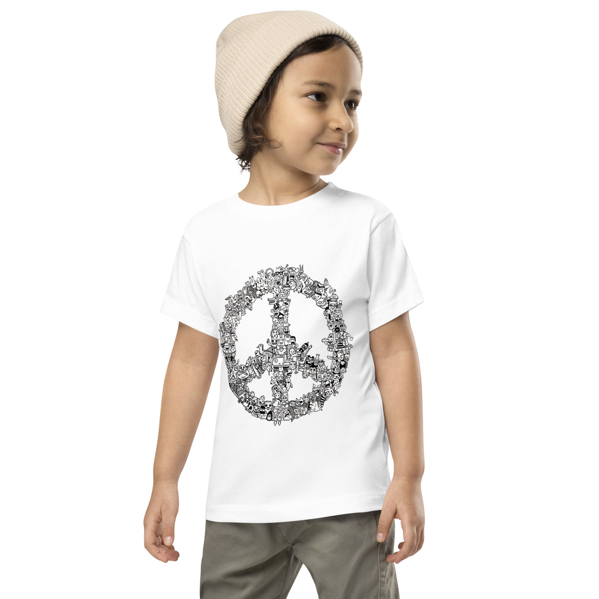 Retro doodle peace sign tee in toddler sizes from the Danvillage catalogue