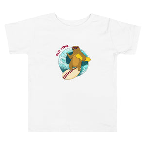 California Vibes Surfing Bear Kids Retro TShirt - Retro Natural Infant, Toddler & Youth Toddler Short Sleeve Tee