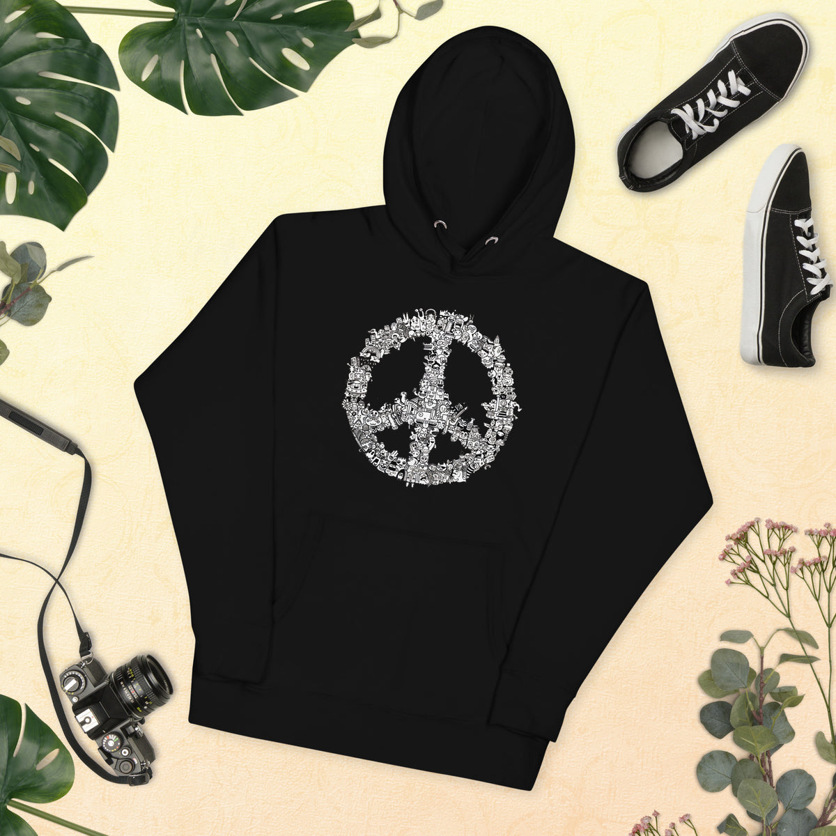 Hand-drawn doodle hoodie for anyone who likes their graphics warm and imperfect