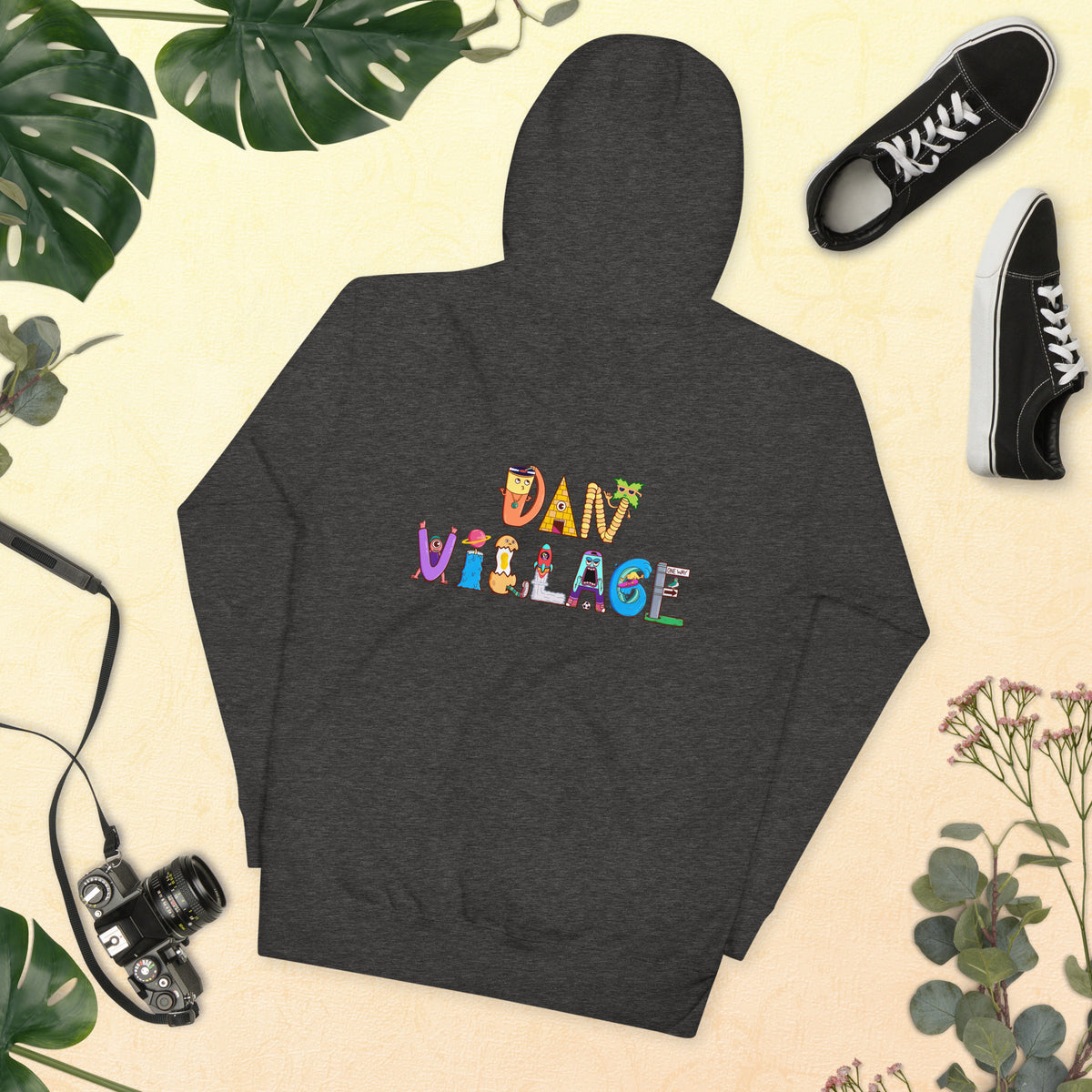 Hand-drawn peace sign wearable art on a soft everyday unisex graphic hoodie