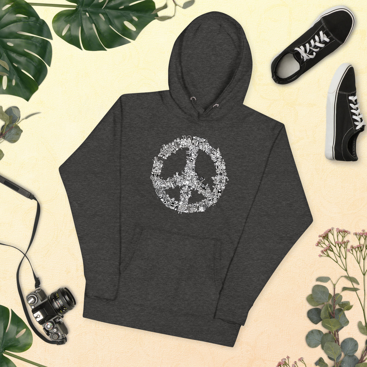 Peace symbol graphic hoodie, a matching option for households with kids sizes too