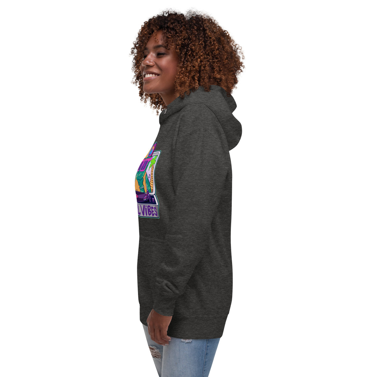Gift-ready illustrated pullover hoodie for music fans, featuring a retro record player graphic