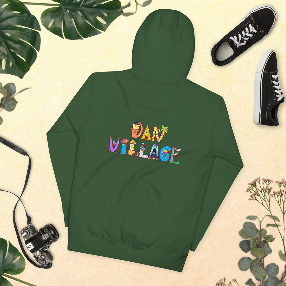Peace doodle artwork hoodie by illustrator Daniel Sulzberg for calm everyday wear