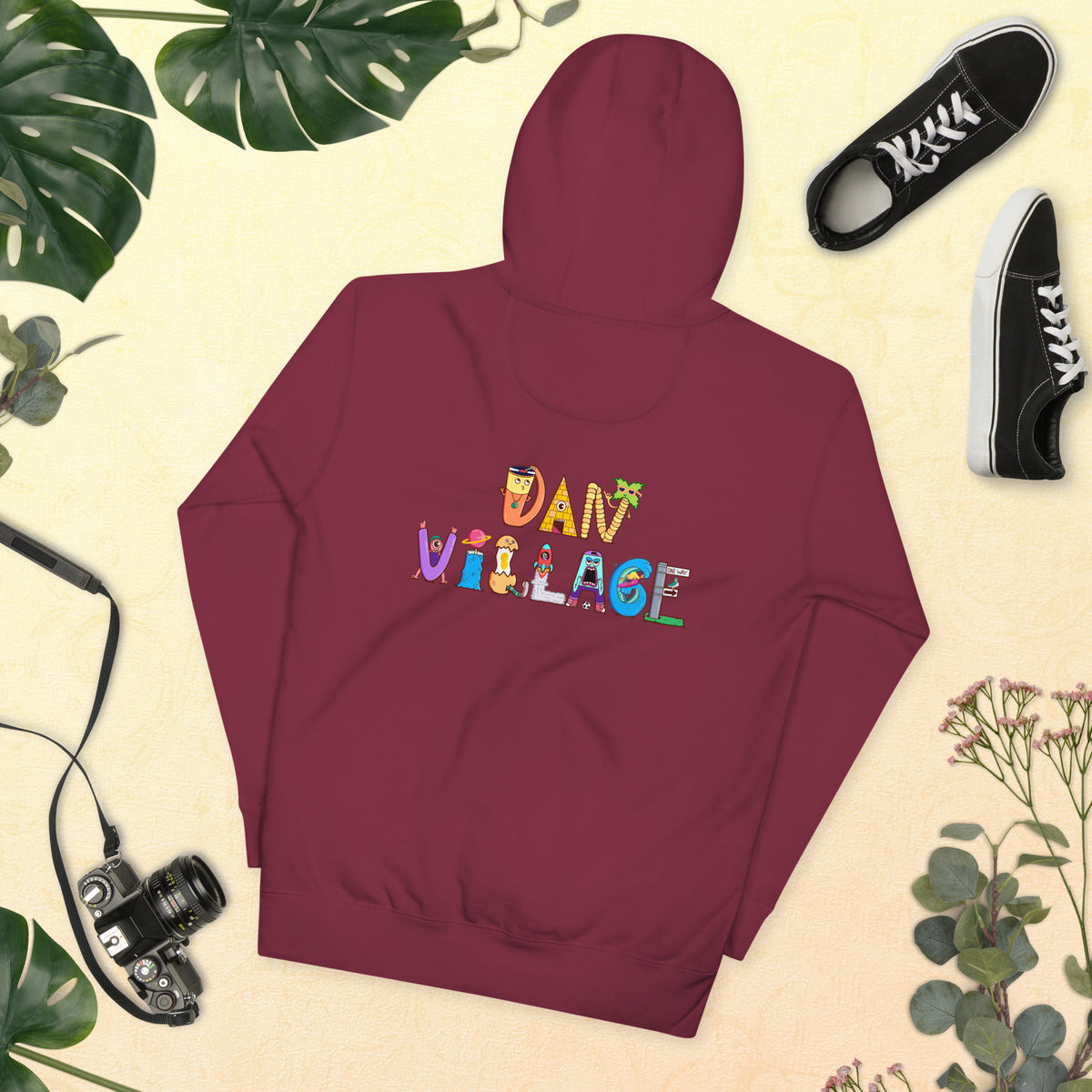 Original artwork hoodie with a friendly doodled peace symbol for daily wear