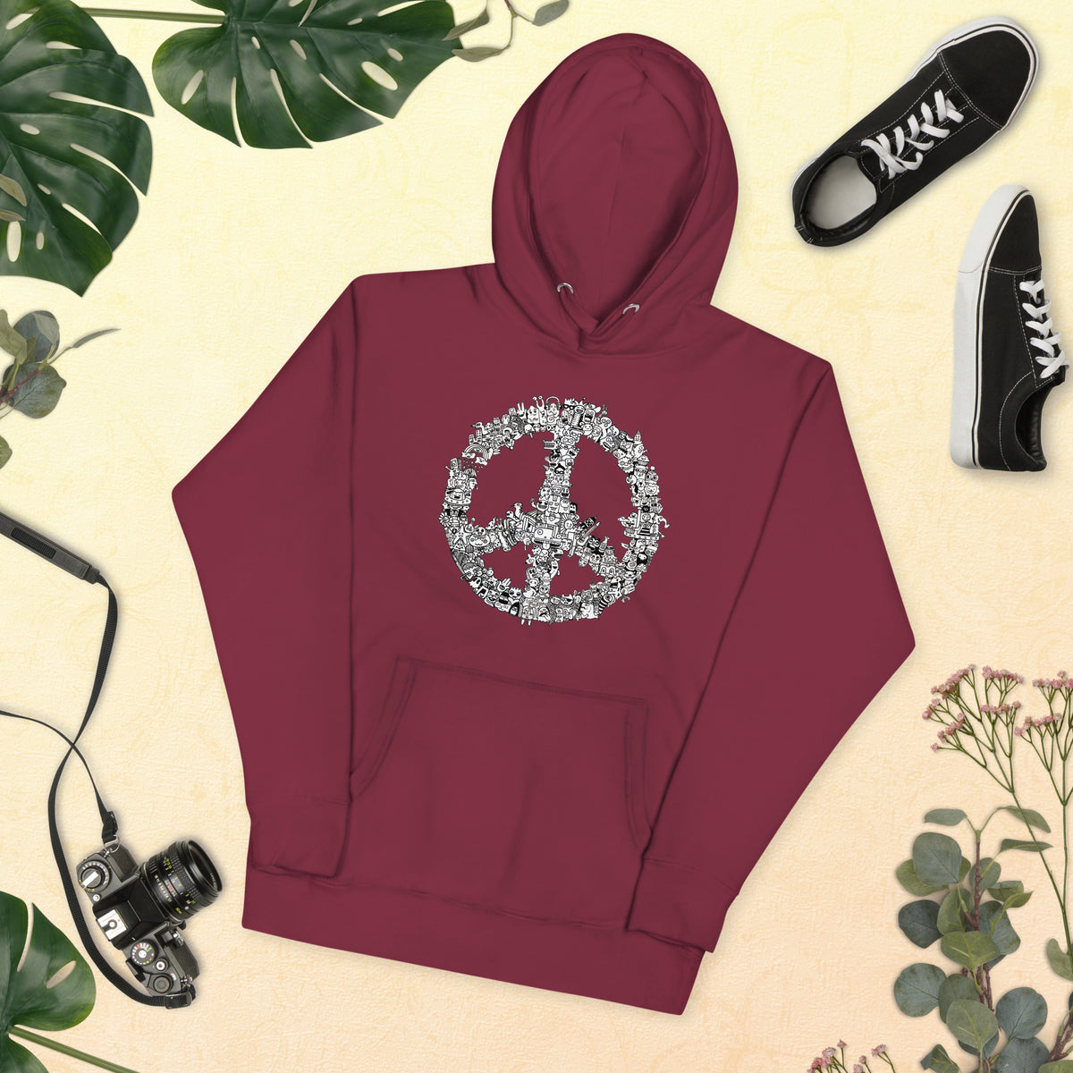 Peace doodle unisex sweatshirt from Danvillage Art Lab for the less tightly wound